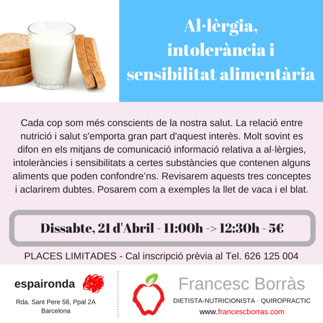 Al·lèrgia, intolerància i sensibilitat alimentària